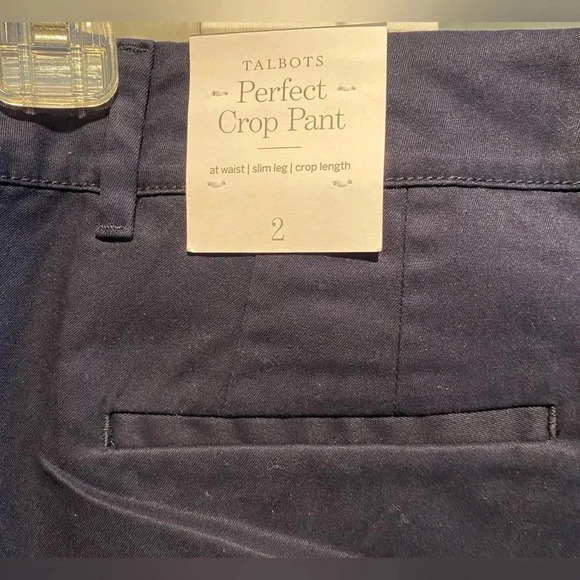 Talbots Perfect Crop Pants Cotton/Spandex Button Slim Leg Navy Women’s 2 NEW - Picture 9 of 16